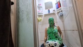 Messy gunge play in dress