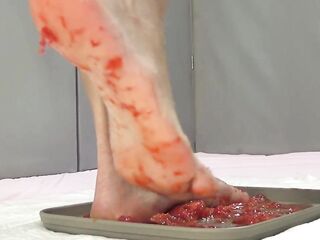 Peeing in strawberries and trampling 'em with my pretty feet