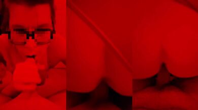 I pull her panties to the side at the swinger party