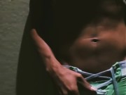 Jerking off in a shopping mall restroom