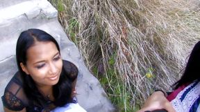 Dark skinned babe takes it rough in the butt