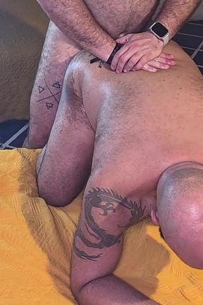Hairy Bear Top Pounds Tattooed Bottom Doggy and Missionary Raw