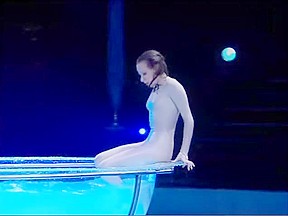wetlook waterbowl circus white wet lycra seethru