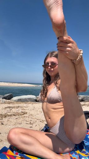 Petite Goddess Bikini Beach Yoga - Flexible Sandy Soles POV