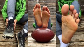 Jock Removes Football Cleats (stinky socks and feet)