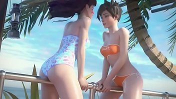 D.Va and Tracer on Vacation Overwatch (Animation W/Sound)