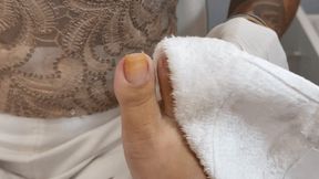 Juliette_RJ on a Pedicure Care video, showing the whole process of getting her feet beautiful and perfect - PEDICURE DAY - NAILS CARE - FOOT CARE - CARE DAY - FEET SCRUB - FOOT MASSAGE - NATURAL NAILS - PAITING FEET TOES - RED NAILS - FOOT FETISH