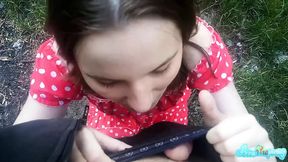 Forest nymph swallows big load after deepthroat