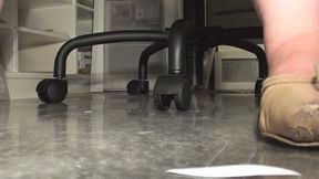 HD Office Candid Closeup Trashed Flats Shoeplay 04