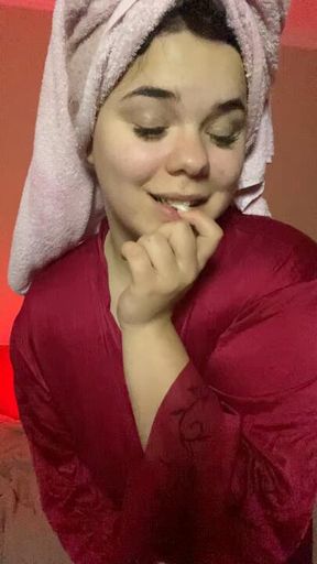 after shower...small dance and blowjob