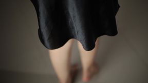 Black Satin Dress Lingerie  Cinematic