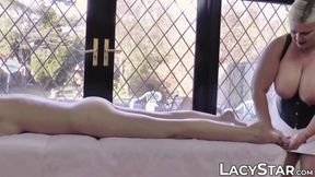 ”Mature British lady seduces girl with sensual massage”