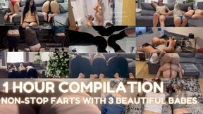 1 HOUR NON-STOP Farts with 3 Beautiful Babes Compilation