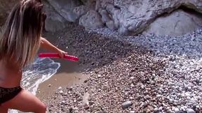 Sexy French Female Friends Together F**king a Big Cock&#x1F32D; at Sandy Beach