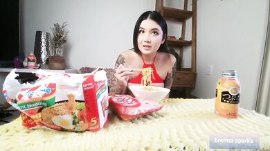 Big titty asian does ASMR mukbang