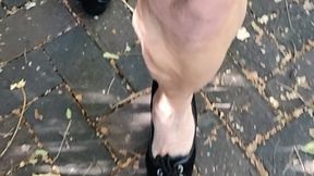 Tempest walking slowly in chucky vintage heels