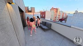 360 sunset penthouse bikini girls twerk dance oiled frottage