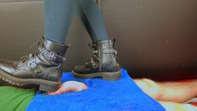 Boots CBT and cock trampling on cockbox , amateur femdom Jozi trample