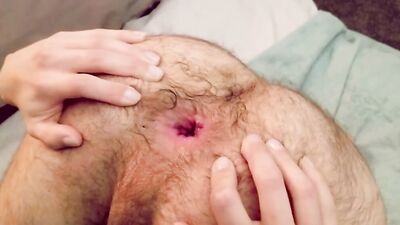 Hairy ass up gaping - toying with gape kisses and farts