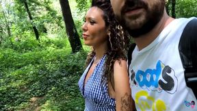 Italian Girl Makes a Cock Cum in the Park Telling Him How to Jerk off!