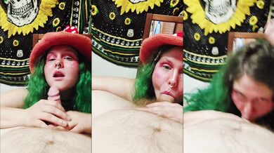 Sexy mushroom milf edging hubby till he cums