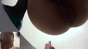 This glorious Asian babe was spied on by an voyeur while taking a piss in public toilet