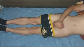 hot student in black boxers cums after classes