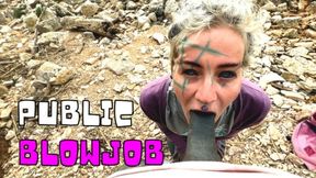 Outdoor BJ and Facial Slut Takes a Load in Public