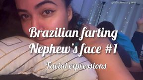 Brazilian step-aunt farting step-nephew's face: facial expressions - ft Goddess Marcy