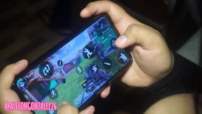 my stepbrother finds me playing with my cell phone and makes me a bet, if I win he gives me a BIG SURPRISE