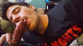 Big-Cock Blowjob and Handjob on the Couch