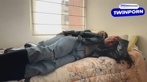 Two slutty lesbians fuck in leather jackets and boots.
