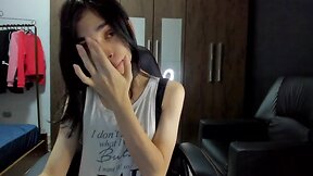 Pretty shy trap on webcam