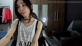 Pretty shy trap on webcam