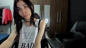 Pretty shy trap on webcam