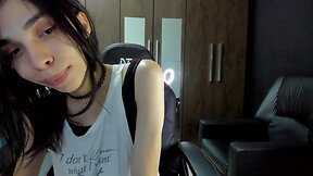 Pretty shy trap on webcam