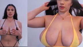 Hot MOM with Huge Real Tits loves to tease with Micro Bikini