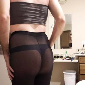 Wearing Thong &amp; Pantyhose Makes Me Hard