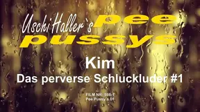 German MILF Kim swallows cum-filled pee during messy gangbang