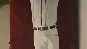 Baseball player spread eagle