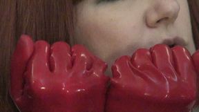 Red Latex Gloves Lover - Indulge in Your Fetish for Shiny Rubber.