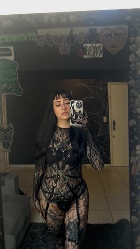 Slim Latina pro with natural tits plays with her solo boobs
