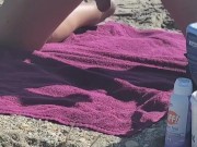 CUMMING on public beach orgasm announcement FULL