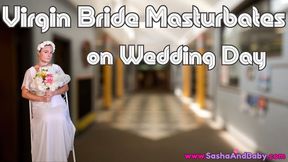 Virgin Bride Masturbates at the Wedding - Special Day turns into Massive orgasms with pink nipple clamps - Bridal Gown - Dildo Fucking