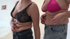 We play with our sexy bellies rolls and make raspberries 3AF