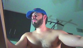 hot bearded hairy colombian guy stroking his dick until it explodes