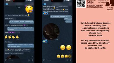 Part 4.1 — Messaging with the husband, the lover’s unexpected arrival, the husband waiting outside, a creamy pie.