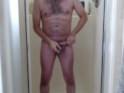 Shower, shave and stroke big cock!