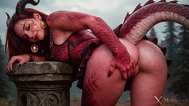 I filled one of the actresses from my favorite dragon movie with my cum. Right there amidst the movie props, she gave herself to me completely![AI]