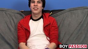 Interviewed twink Kyler Moss jerks off before cumming hard